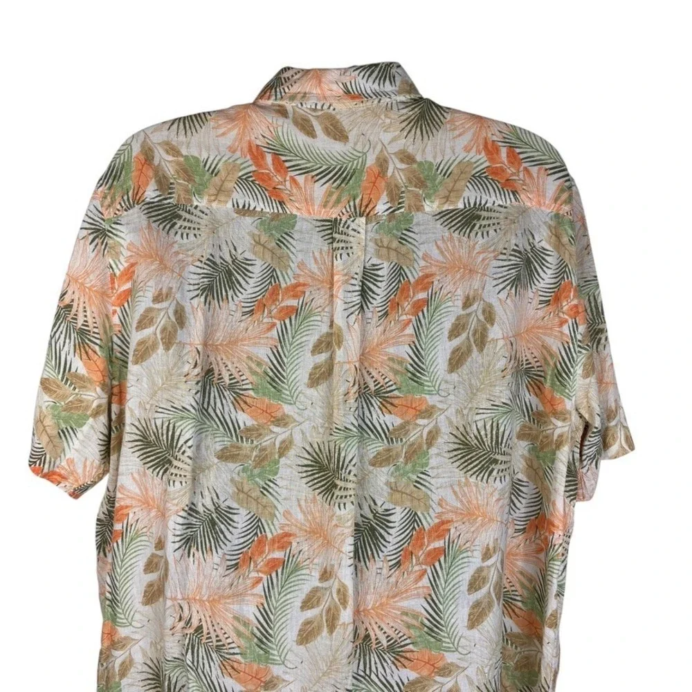 Chaps Seacoast Wash Short Sleeve Floral Print Multi Shirt‎ Linen Blend Men's XXL